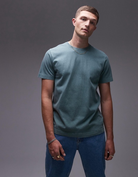 Topman regular T-shirt in washed green
