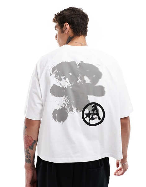 ASOS DESIGN oversized boxy T-shirt with back print in white