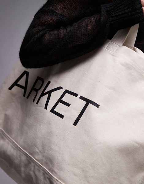 ARKET oversized canvas tote bag in off white