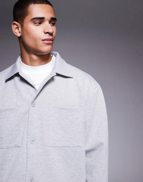 ASOS DESIGN oversized scuba shacket in heather gray