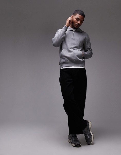 Tommy Hilfiger essential half zip polo shirt in gray