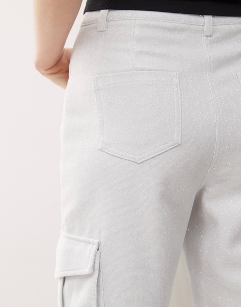 Amy Lynn straight leg utility pants in silver - part of a set