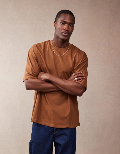 ASOS DESIGN essential oversized t-shirt in brown