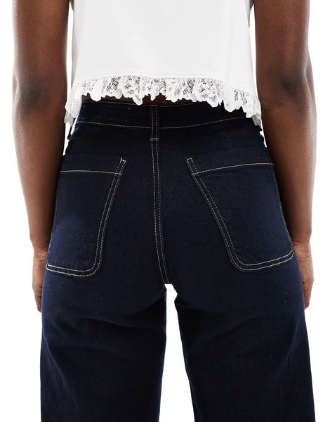 Bershka high waisted pocket detail jeans in indigo