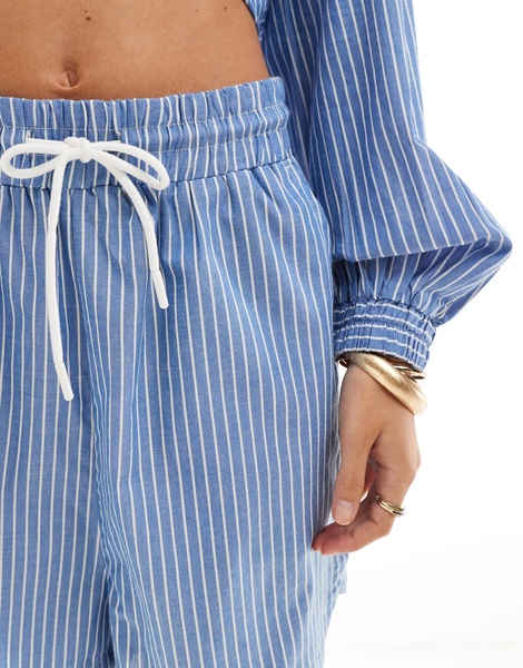 ONLY tie waist shorts in blue & white stripe - part of a set