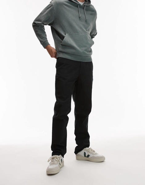 Topman slim chino pants in black