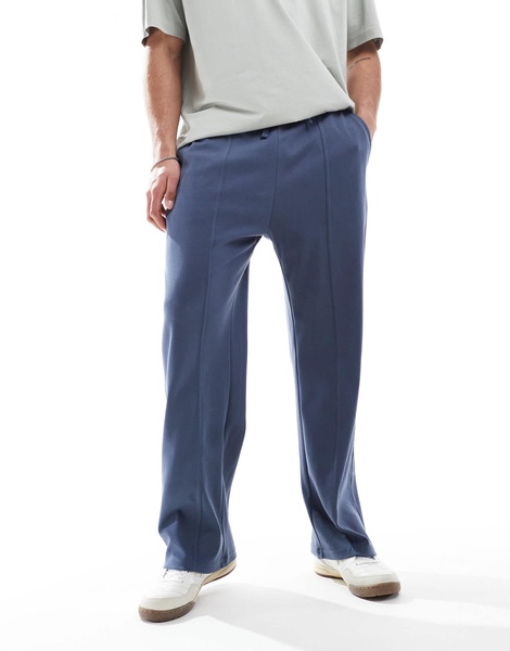 Bershka wide leg sweatpants in dark blue