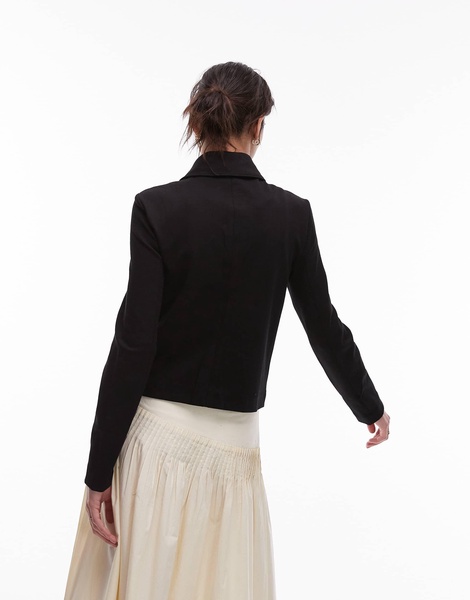 Mango zip up tailored jacket in black