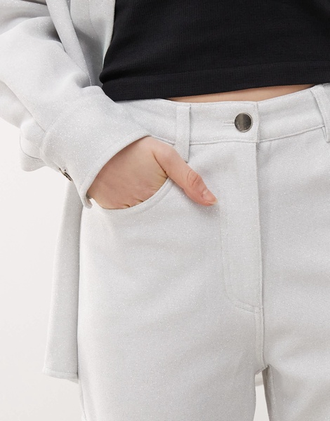Amy Lynn straight leg utility pants in silver - part of a set