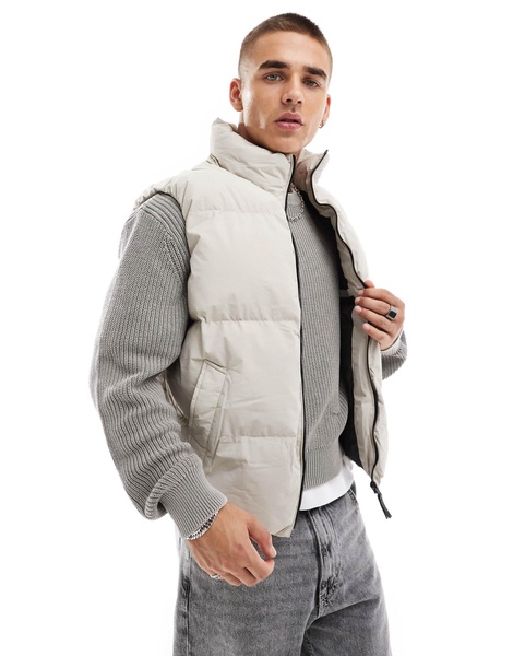 Bershka puffer vest in stone