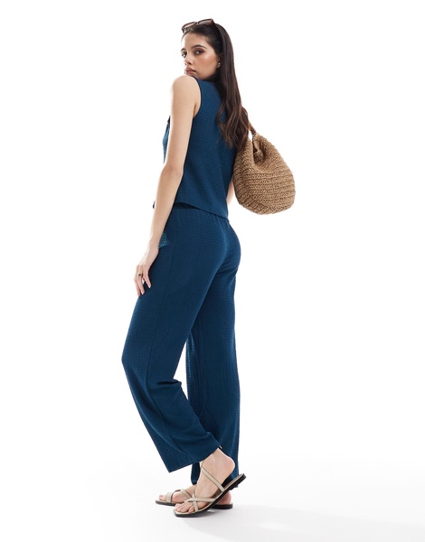 Vero Moda textured jersey pants in navy - part of a set