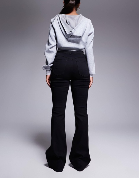 ASOS DESIGN sculpting super stretch flare jeans in black