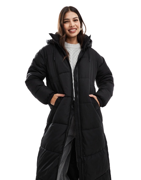 Vero Moda longline padded coat in black