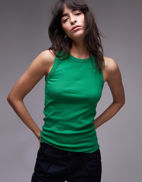 ARKET rib jersey tank top in green
