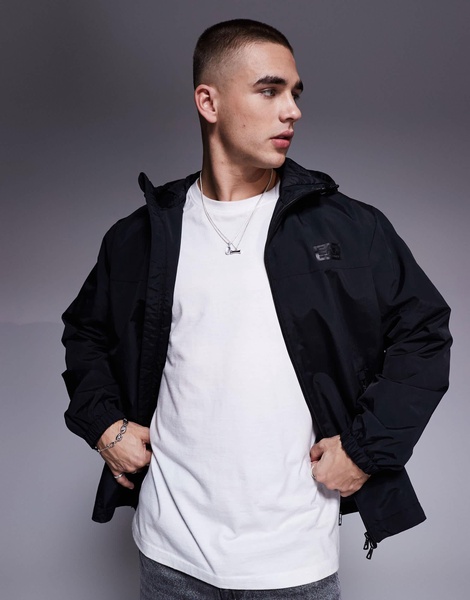 Armani EA7 hooded logo rain jacket in black