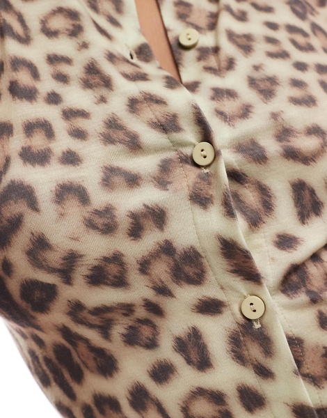 ASOS DESIGN leopard button shrunken fit cardigan in brown