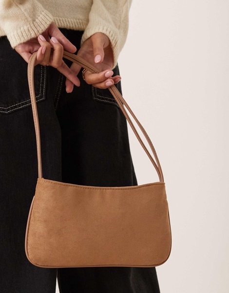 ASOS DESIGN Faux Suede shoulder bag with skinny straps