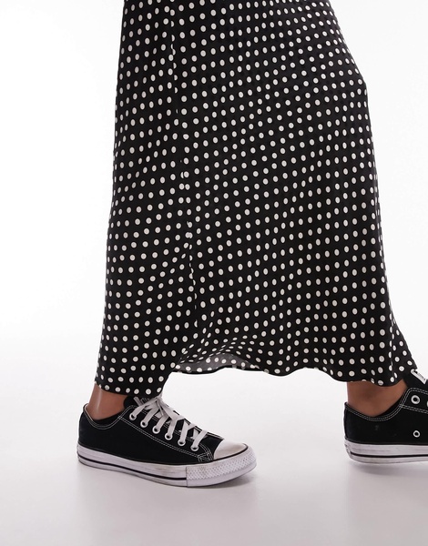 Topshop satin jacquard bias maxi skirt in mono polka dot - part of a set