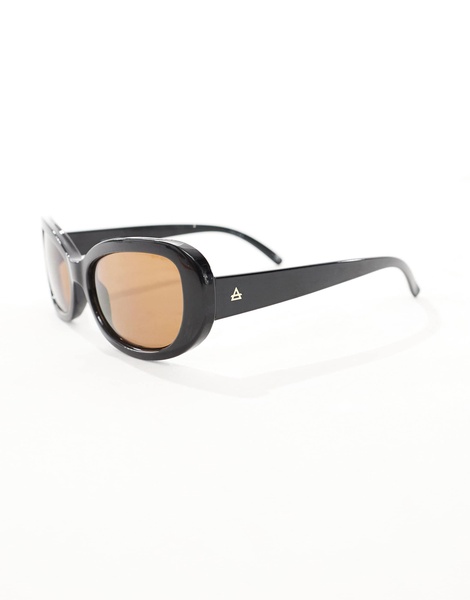 AIRE X ASOS apsis oval sunglasses in black with brown lens