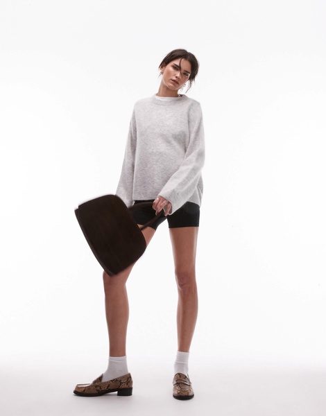 ARKET super soft alpaca wool blend relaxed sweater in light gray