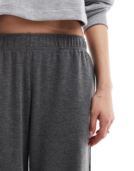 Bershka wide leg soft knit sweatpants in gray
