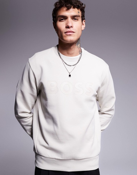 BOSS Green salbo sweatshirt in beige