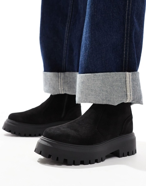 ASOS DESIGN Antigua suede sock boots in black