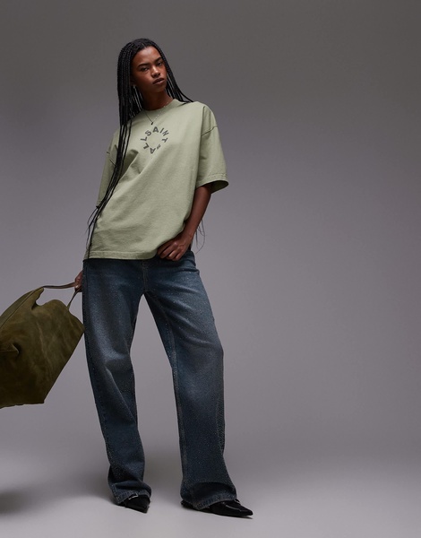 AllSaints Tierra oversized t-shirt in basil green