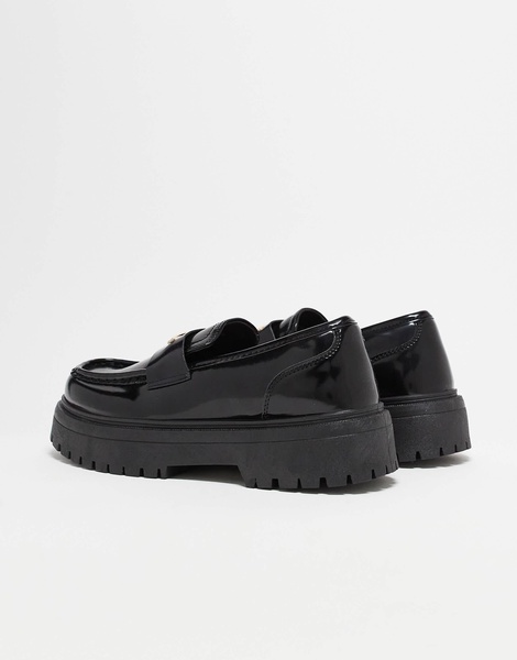 ASOS DESIGN chunky loafers in black with snaffle