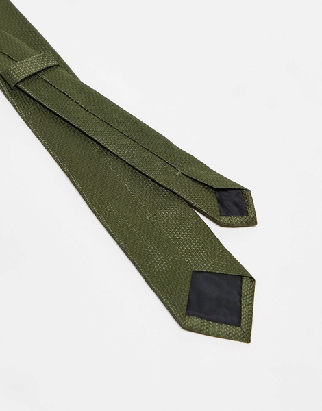 ASOS DESIGN textured tie in khaki