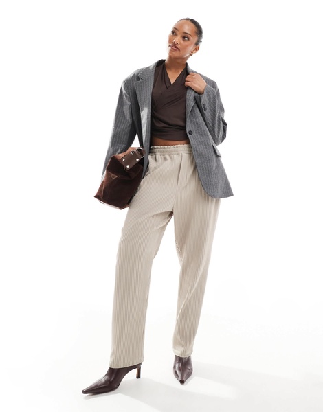 Bershka ultra oversized blazer in gray stripe