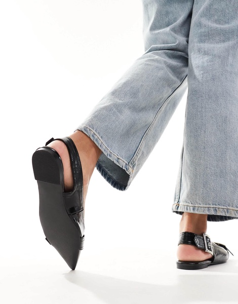 ASOS DESIGN Legion buckle ballet flats in black