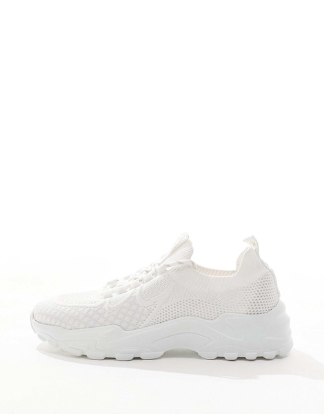 ASOS DESIGN knit lace up sneakers in white