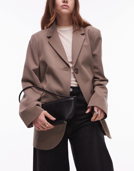 Mango squared round shoulder bag in black