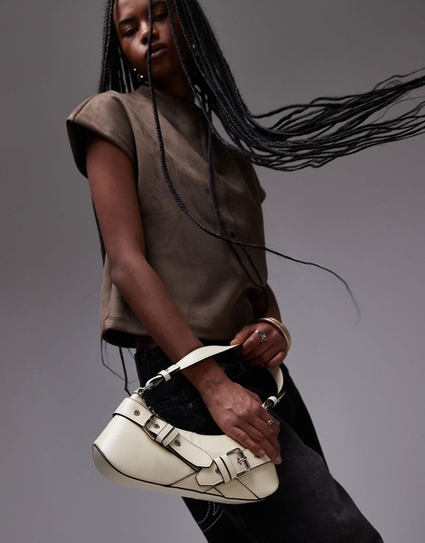 Topshop Saira buckle shoulder bag in lemon