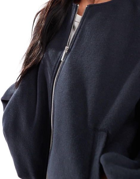 Stradivarius brushed bomber jacket in navy