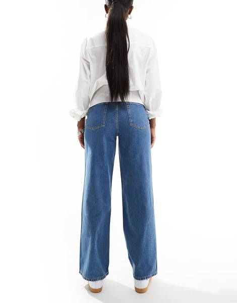 ASOS DESIGN wide leg dad jeans in dark mid blue