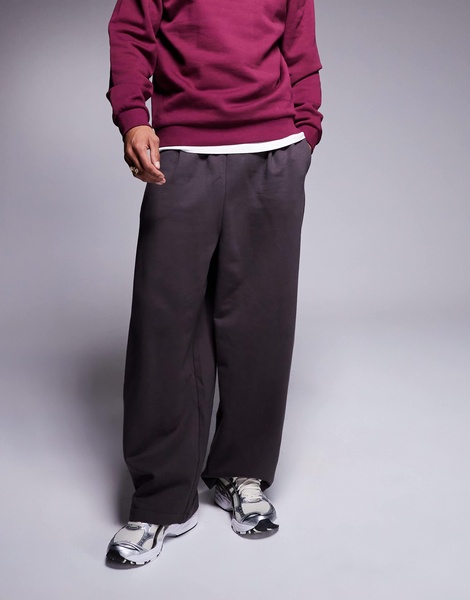 ASOS DESIGN heavyweight balloon fit sweatpants in dark brown