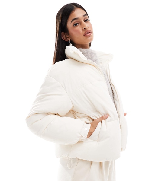 Bershka padded jacket in ecru