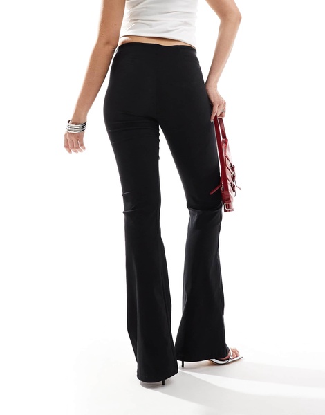 Bershka bengaline flared pants in black
