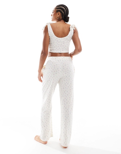 Brave Soul pajama set with floral print in white