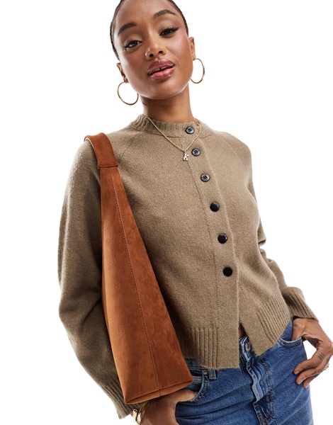 ASOS DESIGN faux suede scoop tote bag in tan