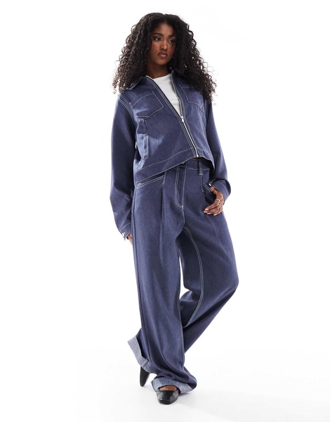 ASOS DESIGN straight leg pants in denim look - part of a set