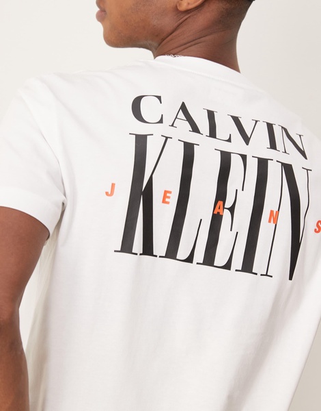 Calvin Klein Jeans logo back print t-shirt in white