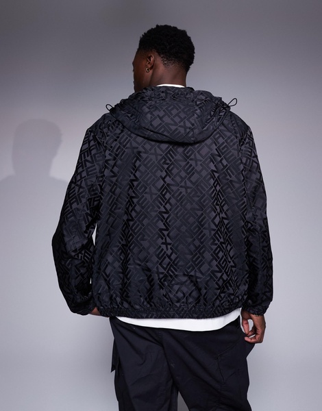 Armani Exchange all over logo hooded jacket in black