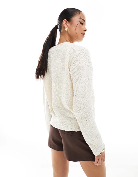 Brave Soul textured v-neck cardigan in cream