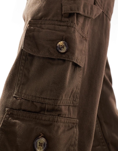 Another Influence utility carpenter straight leg pants in brown