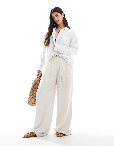 ASOS DESIGN oversized textured cotton shirt in white