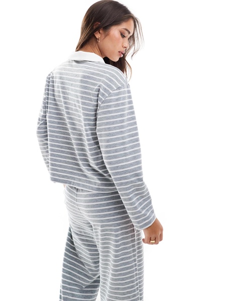 Vero Moda jersey polo top in gray stripe - part of a set