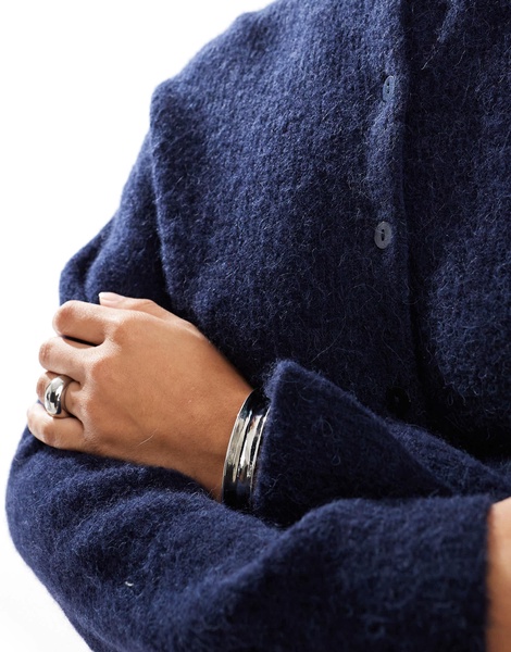 & Other Stories alpaca and wool cardigan with button front in dark blue